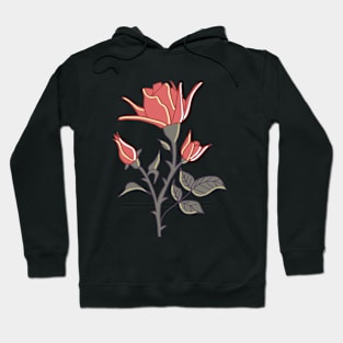 red rose with matte grayish green leaves Hoodie